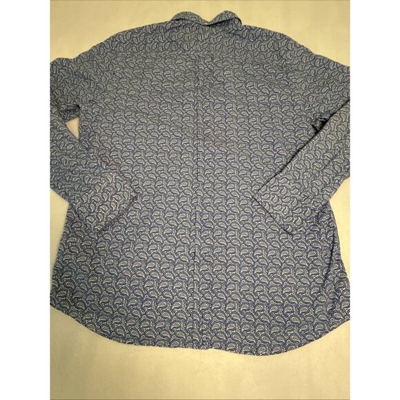 Ben Sherman Mens Button Down Shirt XL Paisley Long Sleeve Blue/White 100% cotton - Picture 6 of 8